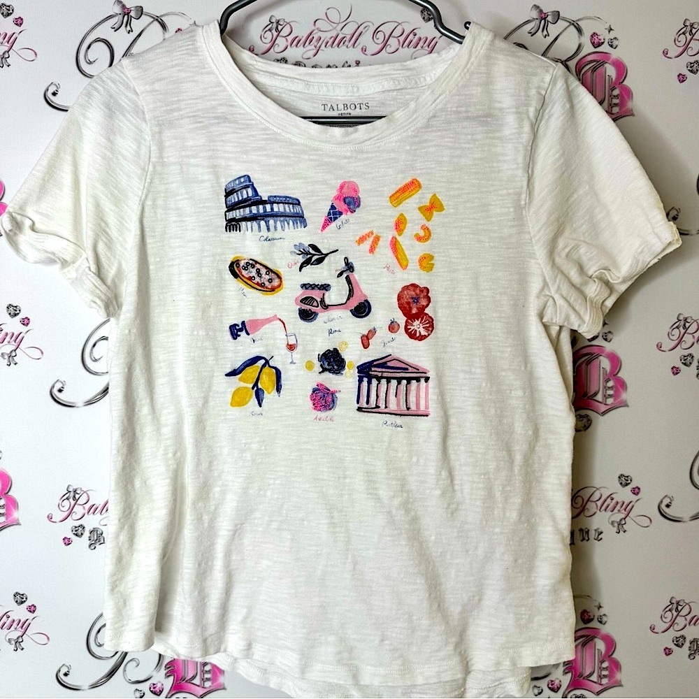 Talbots tee shirt travel iconic images vacation light White Graphic T-Shirt